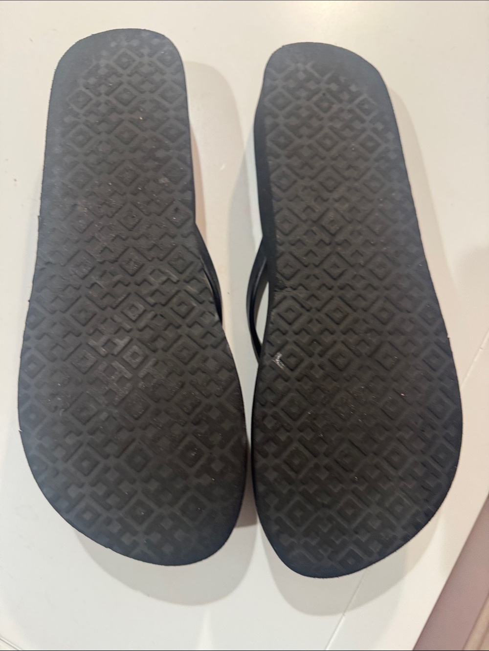 Tory Burch Size 10 Wedge Flip Flops Black - Picture 6 of 10